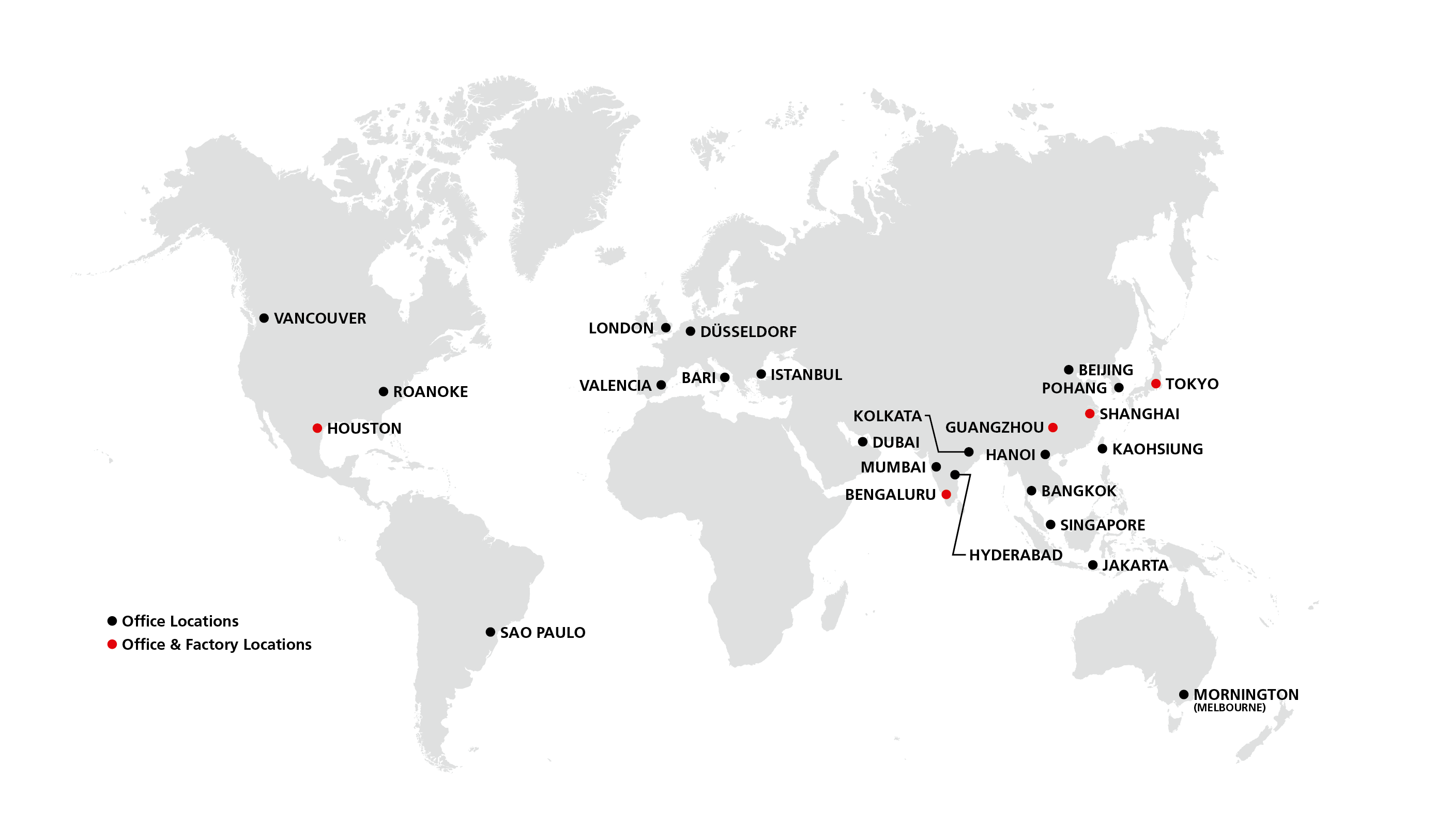 Global map of TMEIC office locations